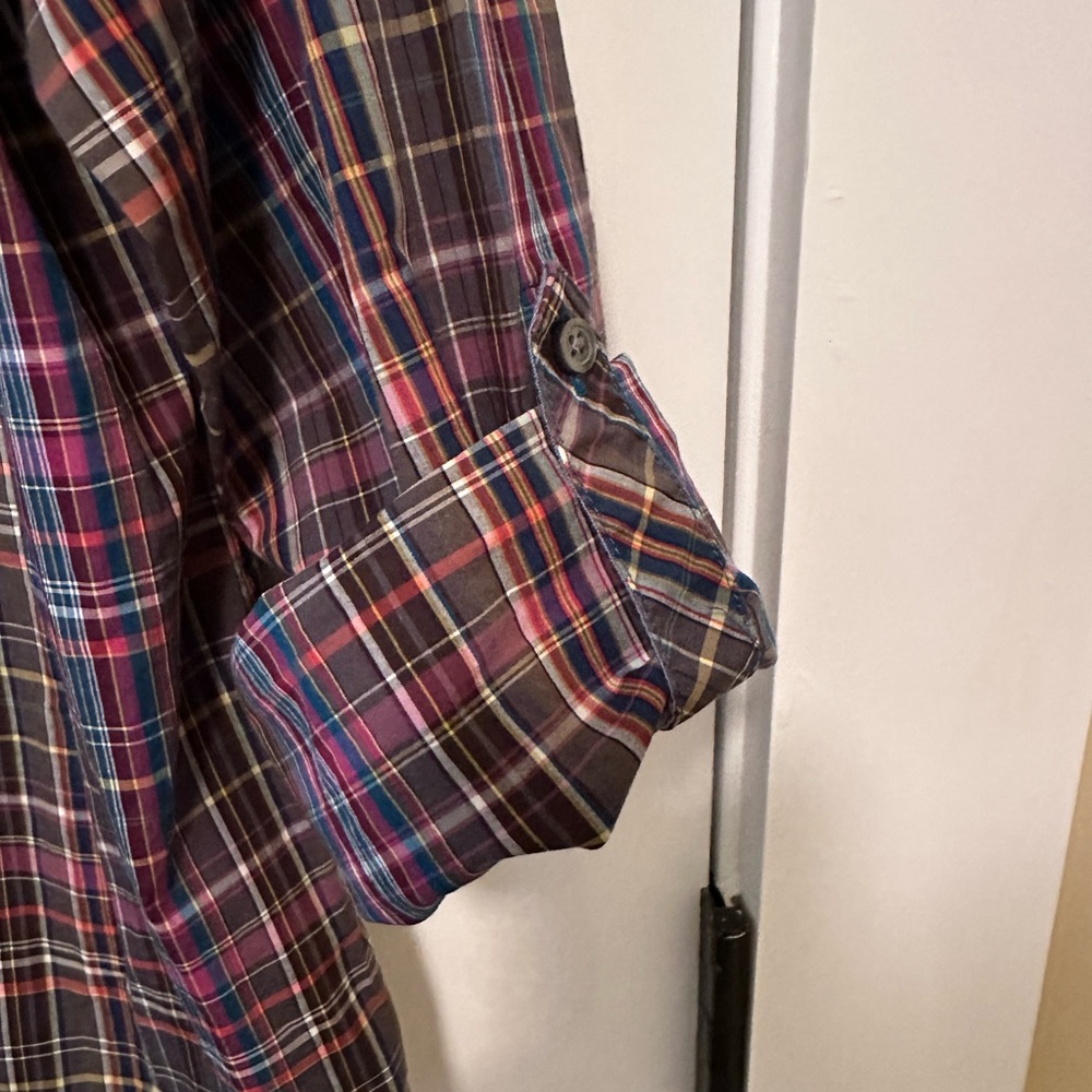 Talbots Size 16p Checkered Button Down Shirt - image 2
